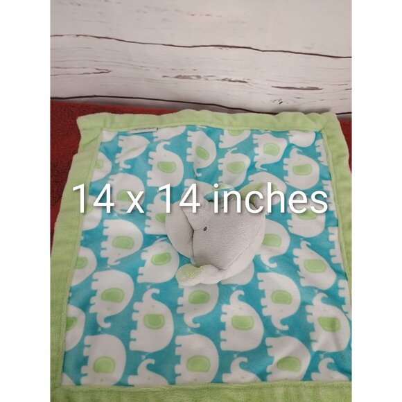 Carters Elephant Lovey Baby Blanket Plush Toy With Green & Blue Elephant Print - Picture 8 of 8